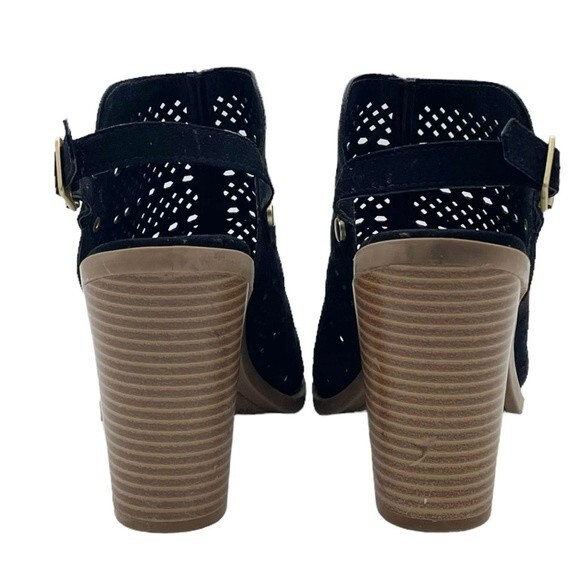 DV Dolce Vita Kassi Black Suede Slingback Peep Toe Block Heel Sandal Size 7 - Picture 10 of 16